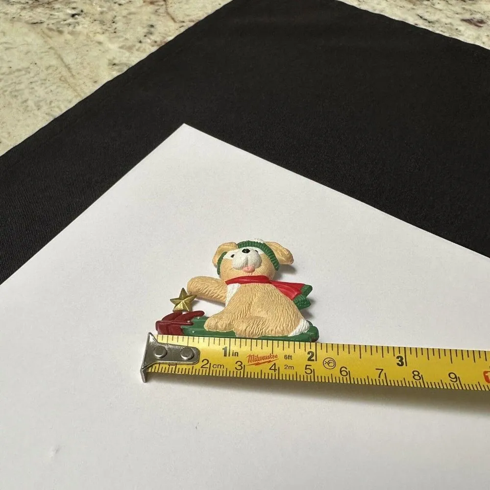 Hallmark Cards Christmas Collectible Puppy Dog on a Sled Brooch Pin - Image 2