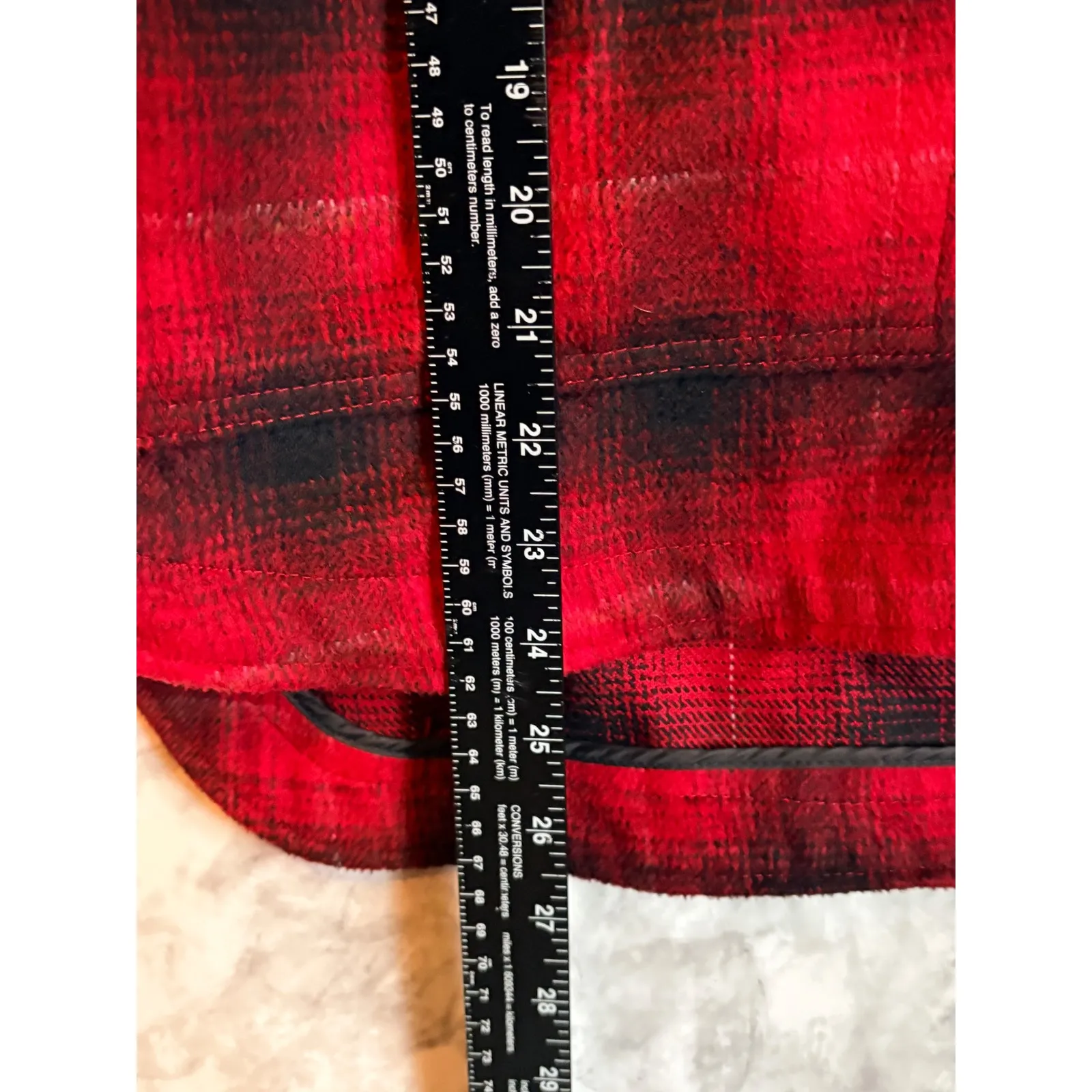 ZARA Red Black Plaid Wool‎ Blend Oversized Shacket Jacket Shirt Women's M - Image 7