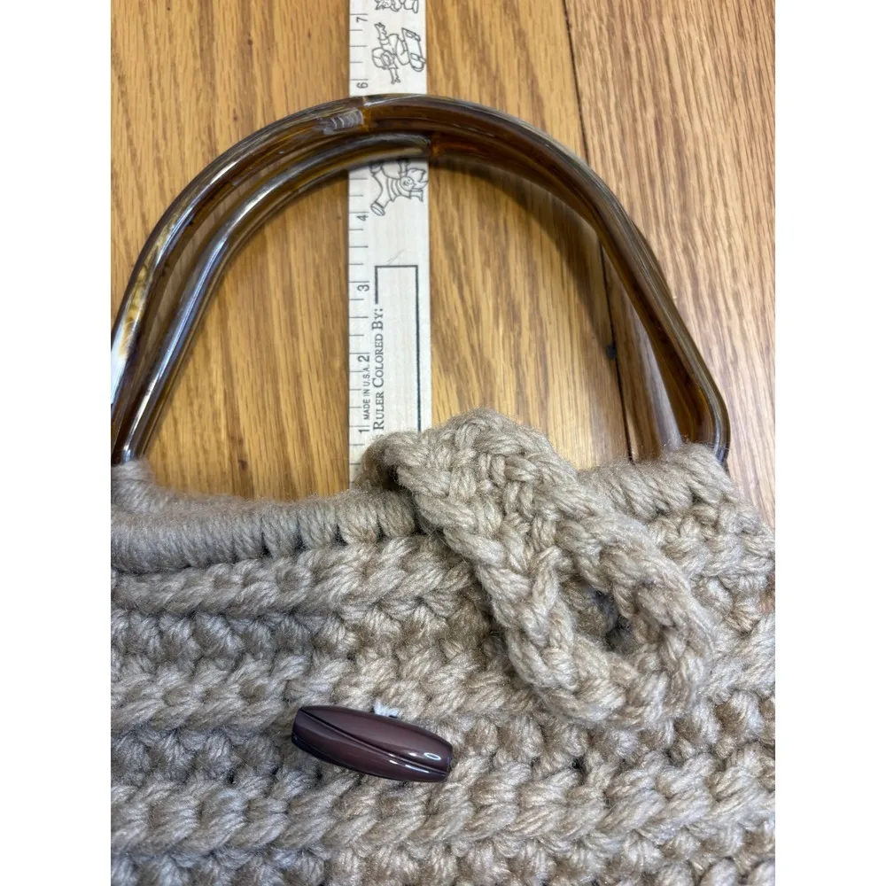 Vintage Handmade Crochet Afghan‎ Blanket Geometric 3D Cube Pattern Brown Tan Wht - Image 8