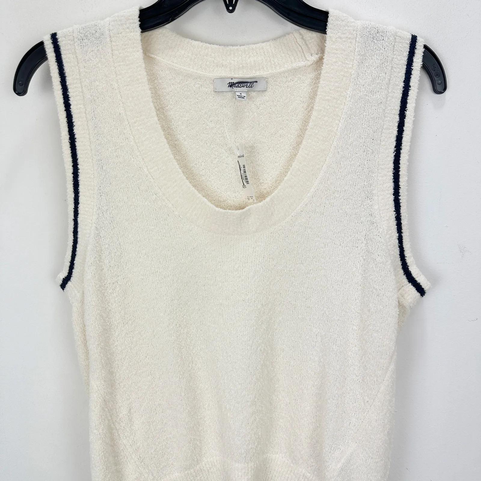 Madewell Boucle Knit Sweater Tank Top Cotton Blend Vintage Ivory Small NWT - Image 7