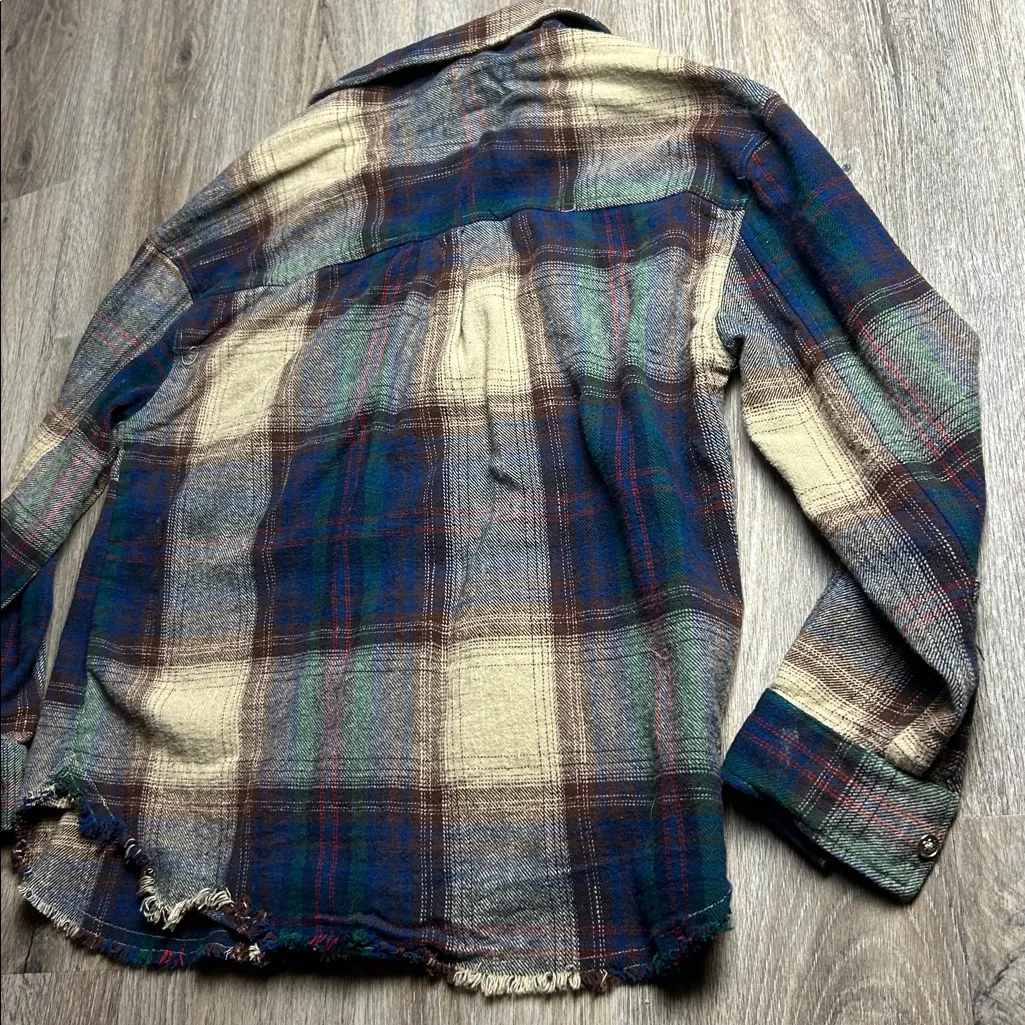 Plaid Button-Up Shirt - Blue and Brown - Image 15