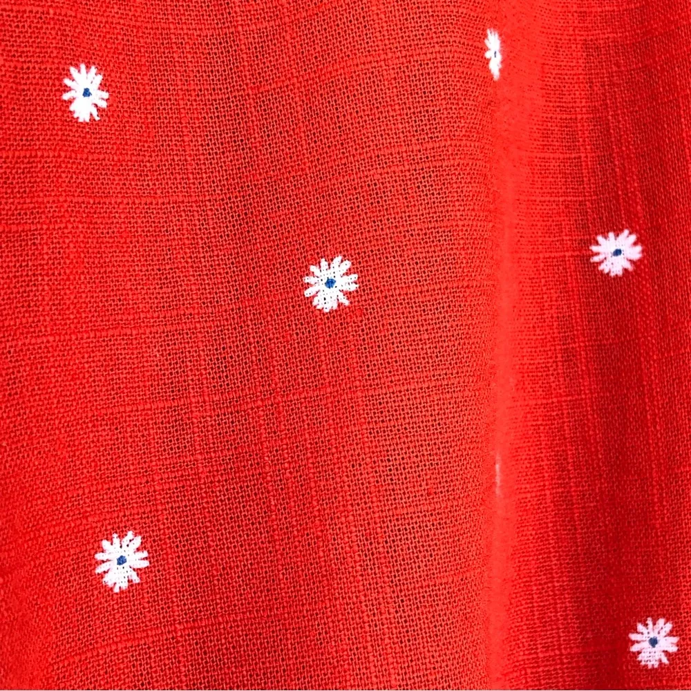 Daisy Embroidered Wrap Dress red M - Image 11