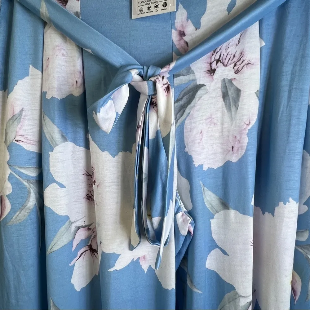 Neezeelee XXL Light Blue Floral Wide Leg Pants w/Matching Tie Belt & Poc… - Image 3