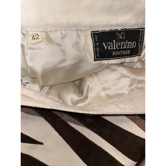 VALENTINO Boutique‎ suede leather Brown Wave skirt Sz 42 US 6 Made In Italy - Image 9