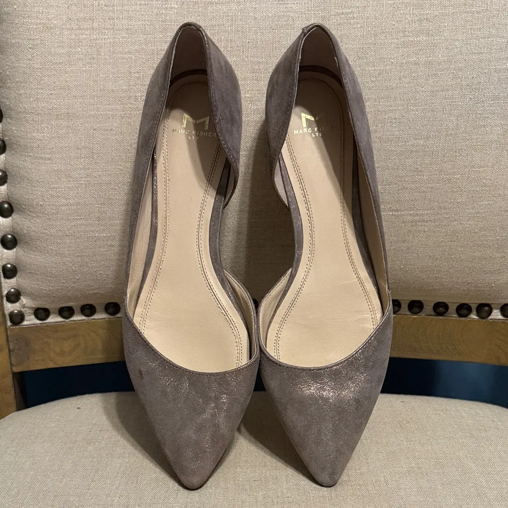 Marc Fisher Metallic Gray and Gold Women's Flats, Size 7.5 - Image 5