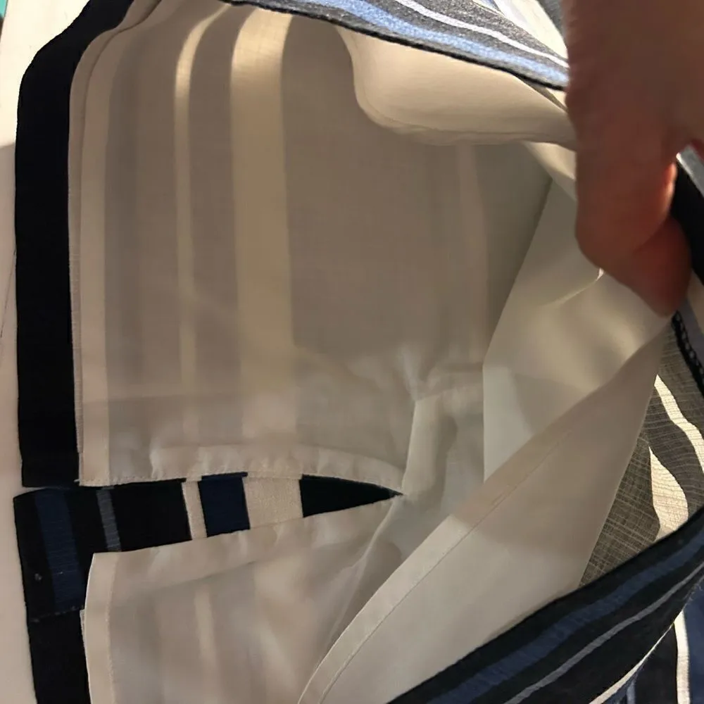 Banana Republic Navy Cream Striped Lined Pencil Skirt Size 0 - Image 4