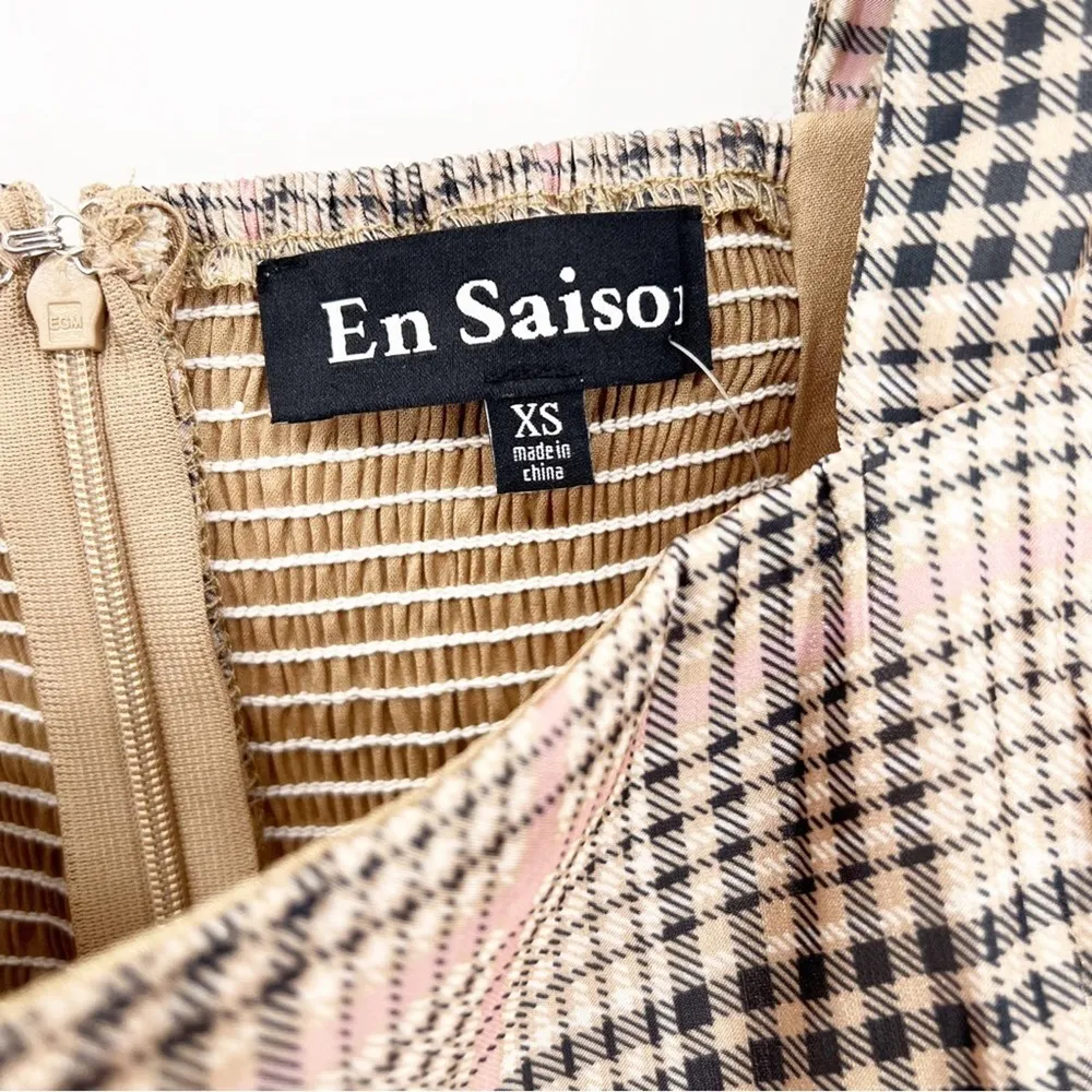 NWT En Saison Plaid Organza Babydoll Mini Dress XS - Image 6