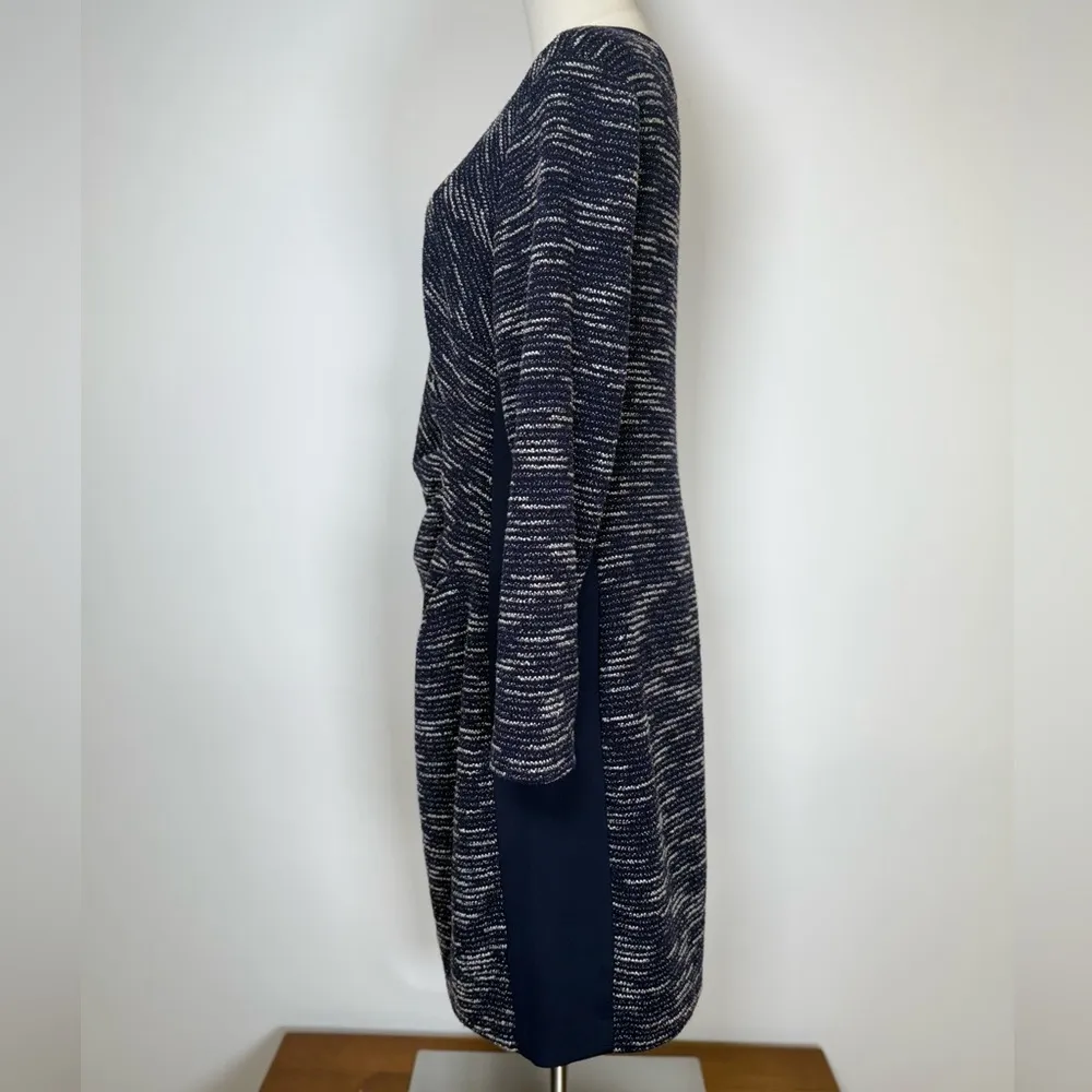 Lauren Ralph Lauren Blue And White Boucle Dress Ruched Women’s Size 14P (Petite) - Image 5