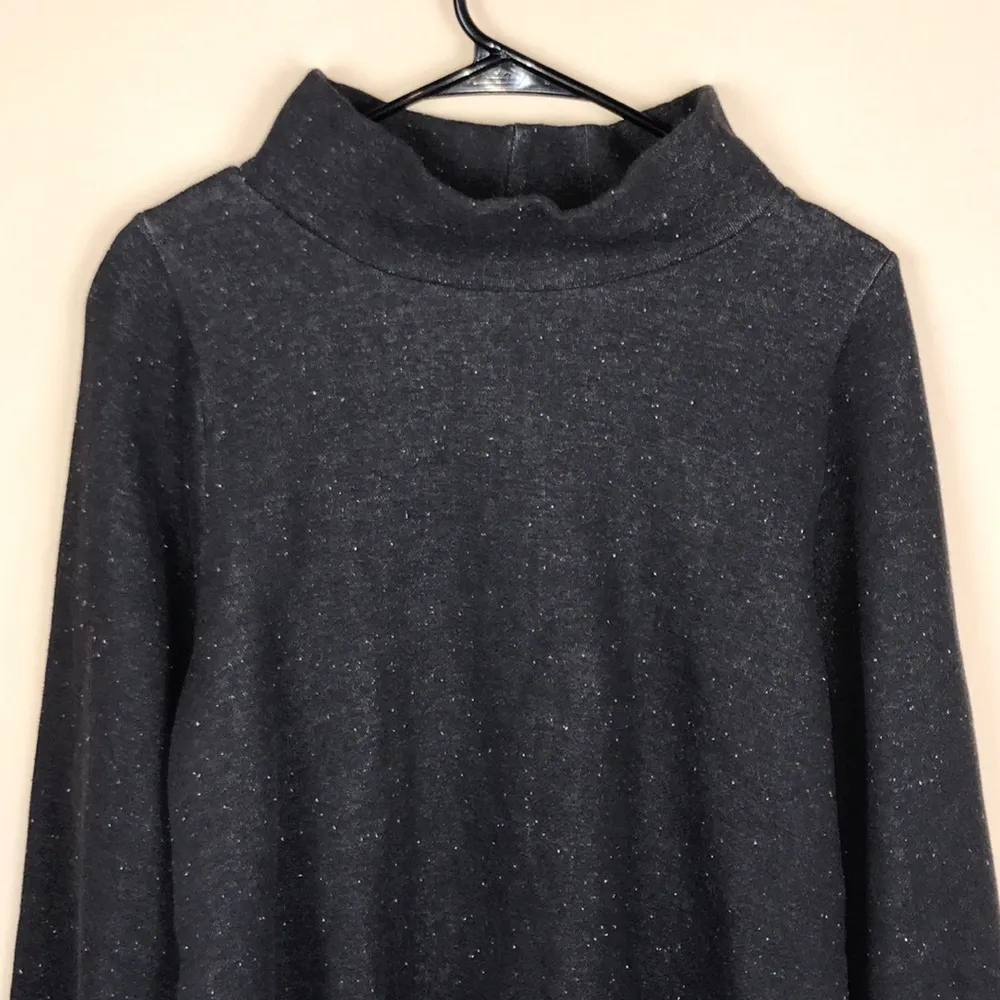 Madewell  MWL Women’s Charcoal Gray White Speckled Knit Mock Neck Sweatshirt - Image 2