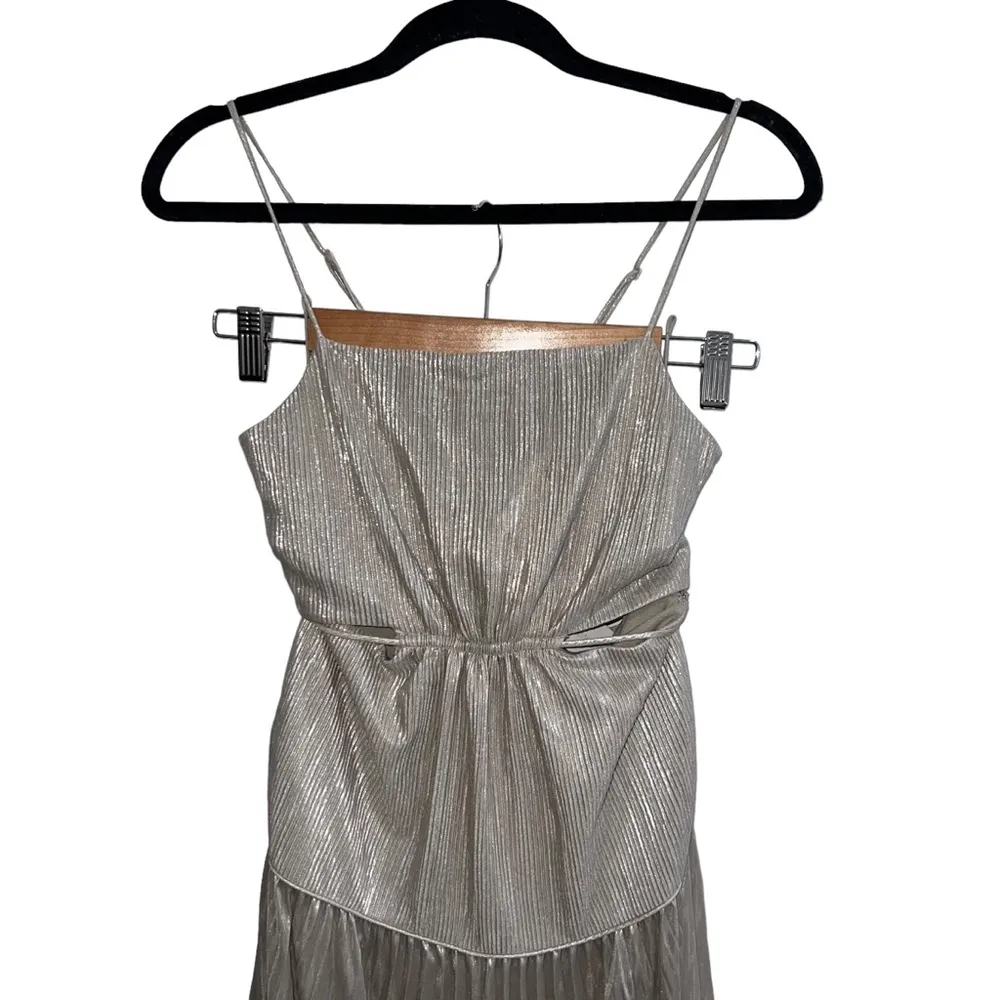 NEW NWT  Daisy Plisse Lame Maxi Dress Champagne - Image 7