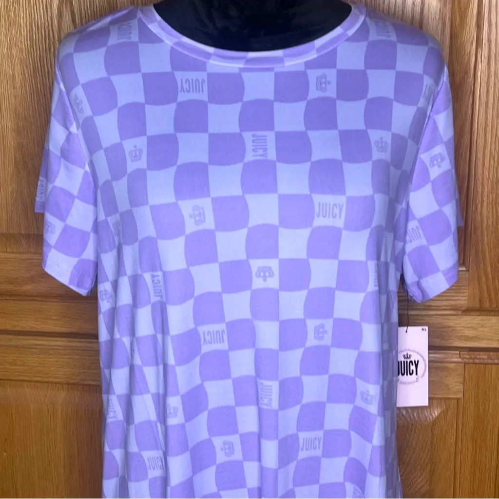 JUICY by JUICY COUTURE Lilac JC Check Sleepwear‎ Night Gown Sleep Shirt Size XL - Image 2