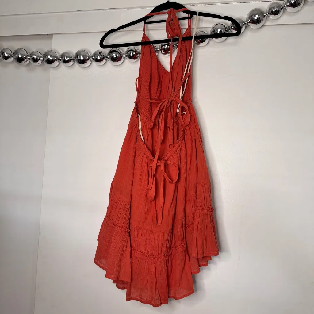 Free People x free-est Taking Sides Tiered Mini Dress Coral Orange - Image 8
