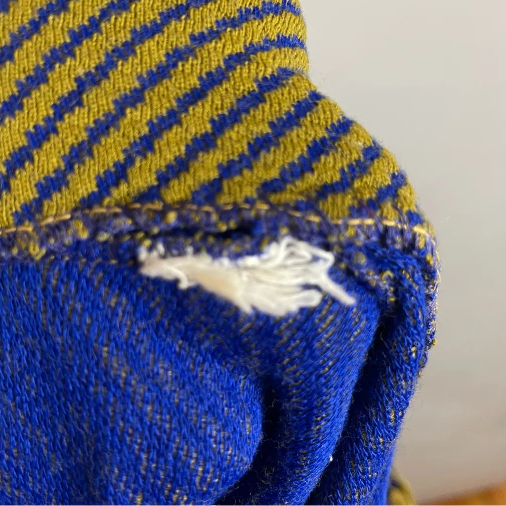 Vintage 60s Turtleneck Top 3/4 Length‎ Sleeves Retro Blue Green Goblincore Shirt - Image 6