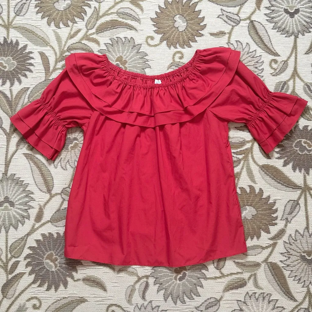 Vintage Square Dancing Top Shirt Blouse Malco Modes Western L Large Red - Image 5