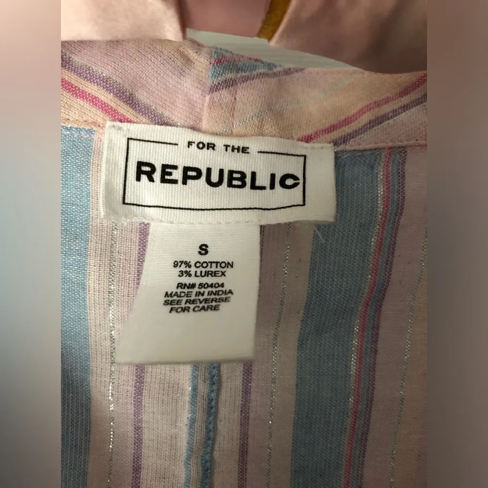 stripped metallic button down cotton oversized shirt, size S - Image 6