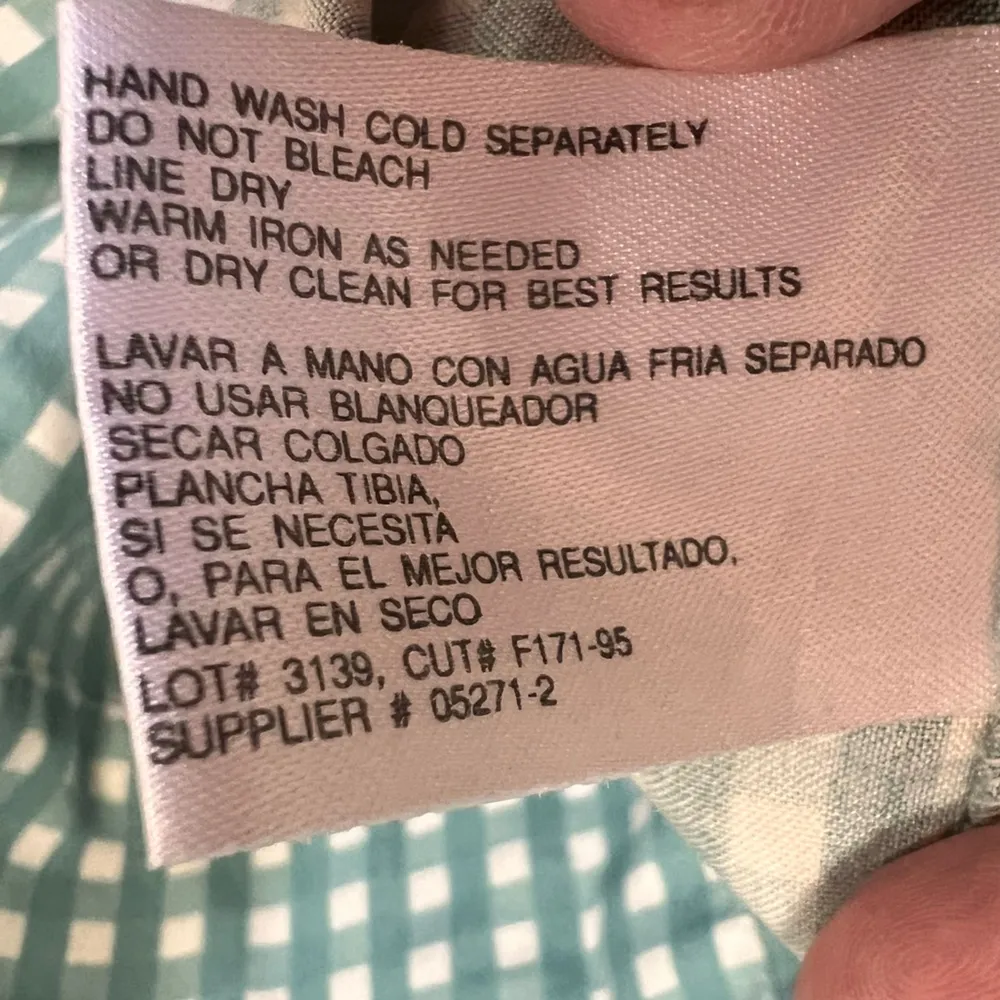 Vintage Jacqueline Ferrar 100% Silk Button Up gingham shirt size large - Image 8