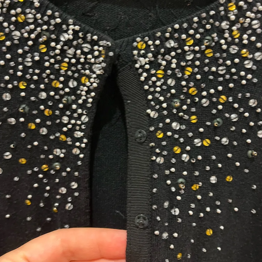 Club Monaco Black Sweater with Sparkling Collar - Image 5