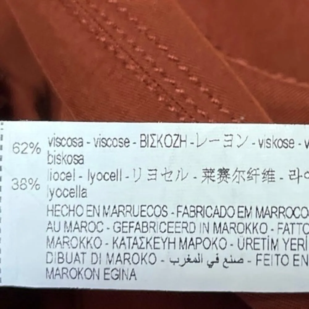 Zara Brown Straight Wide Leg High Waist Drawstring Baggy Trousers Sweat Pants S - Image 5