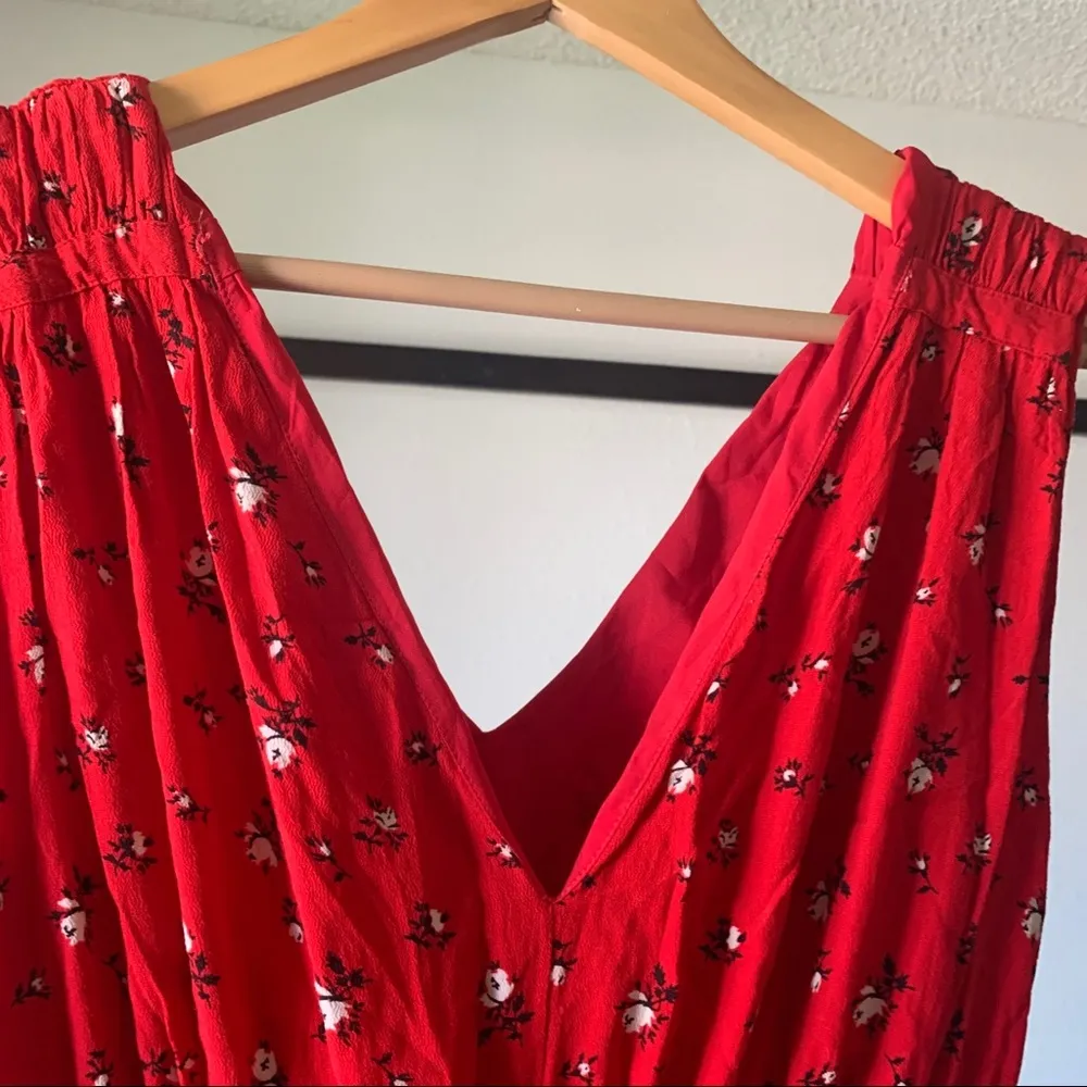 Red flower madewell mini dress size medium - Image 5