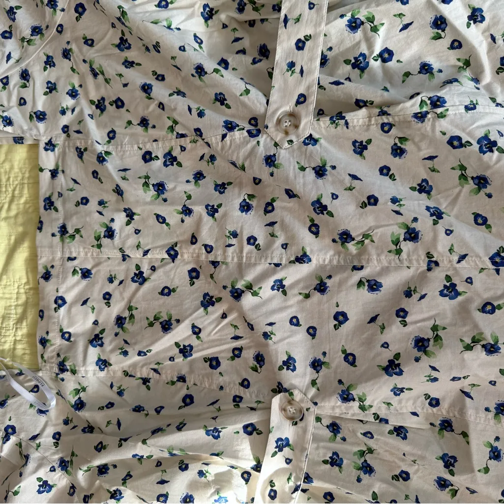 Women’s Eloquii Cream Floral Puff Sleeve Square Neck Cotton Romper Size 20 NWT - Image 2