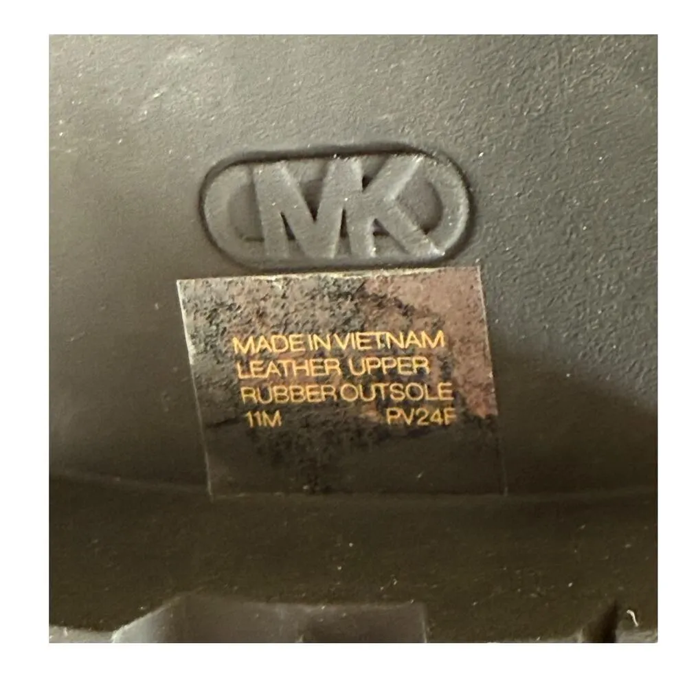 NEW Michael Kors Womens SLIPPER 11 Barton Crackled Patent Leather Chunky Black - Image 8