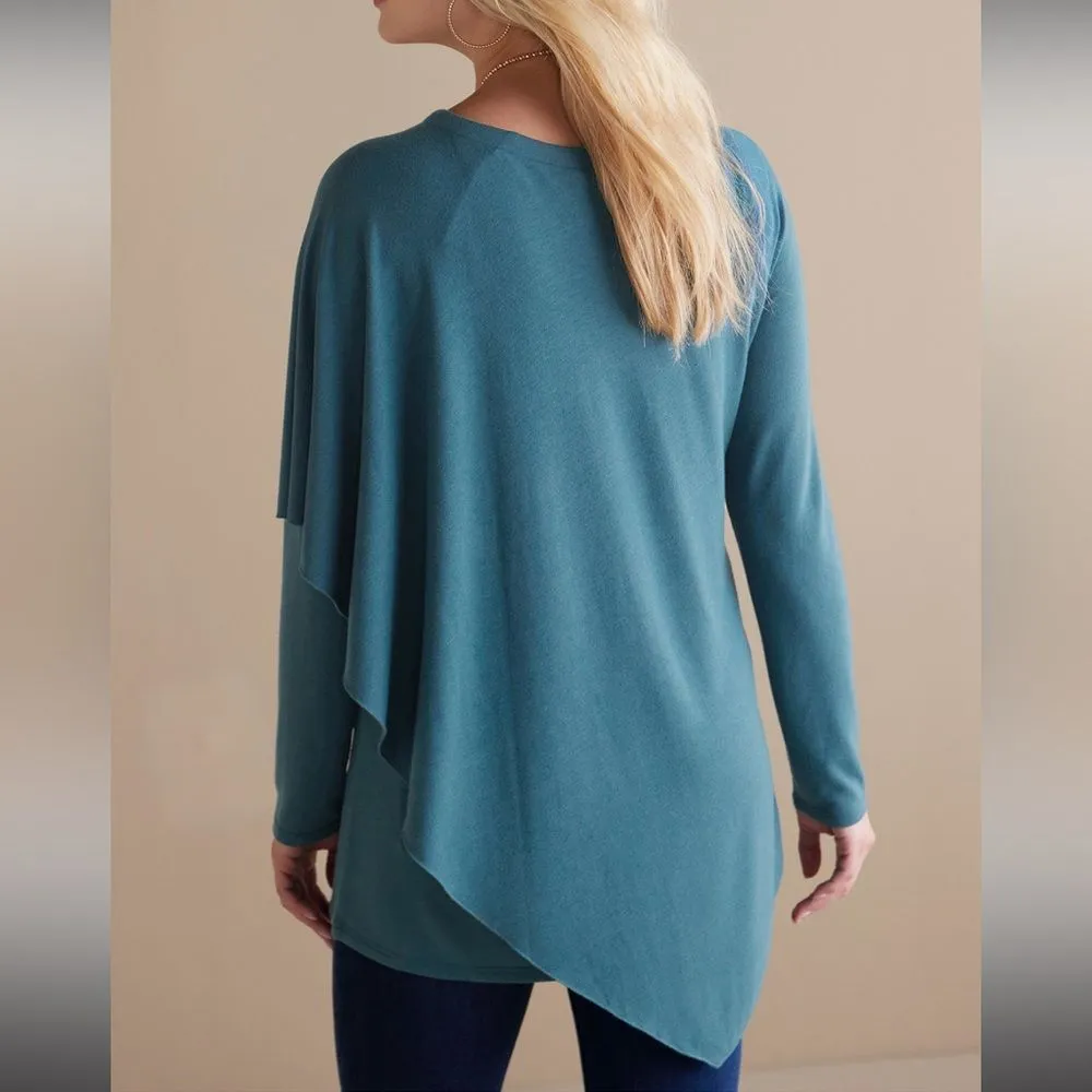 Soft Surroundings  Teal Madeline Tunic light sweater long sleeve size Small - Image 7