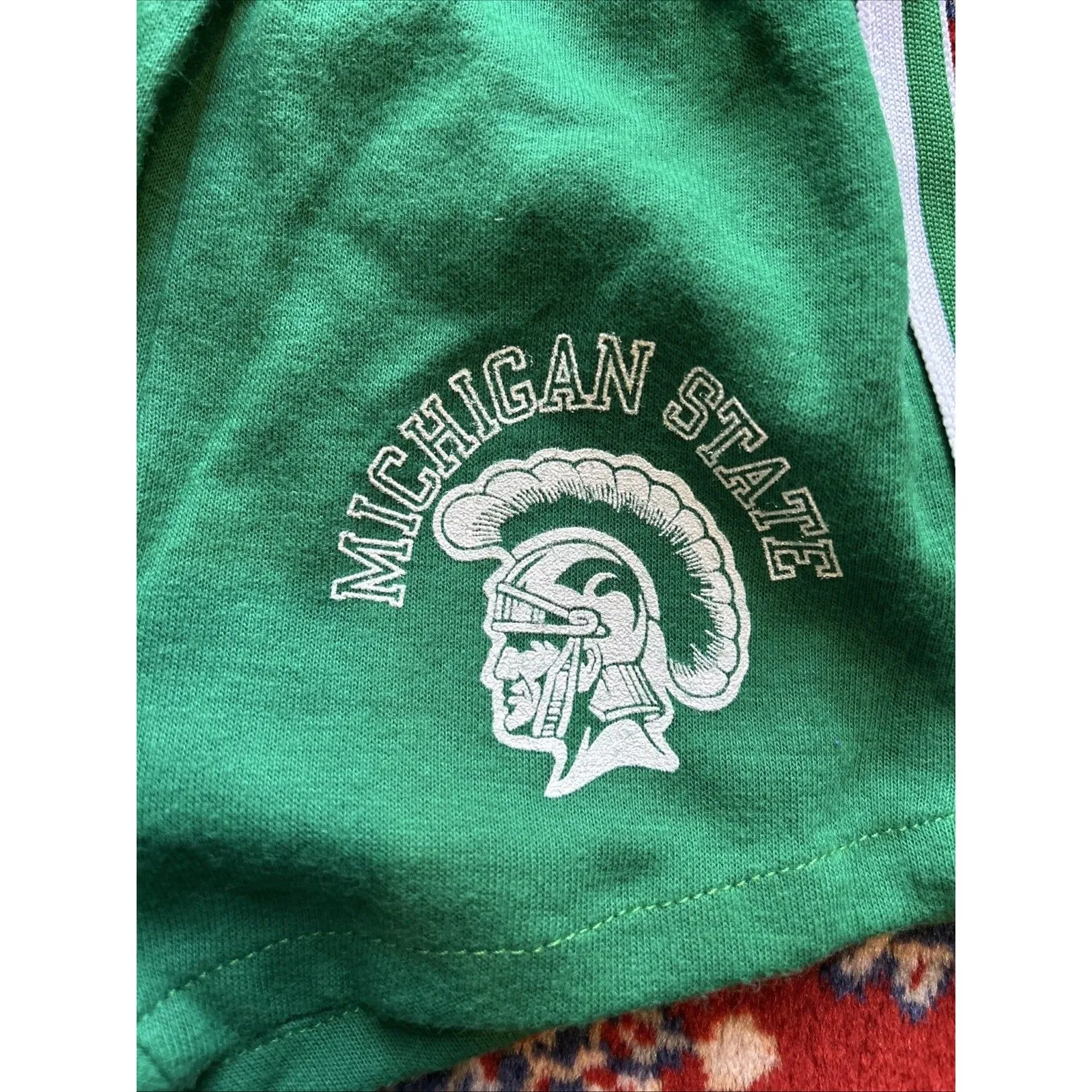Vintage 80s Michigan State Gym Short Unisex Green Size M (24 - Image 2