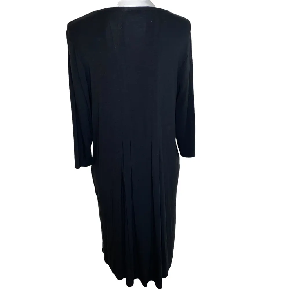 J. Jill Dress Jersey Stretch Knit Button Front Soft Midi Dress, Black, Medium P - Image 8