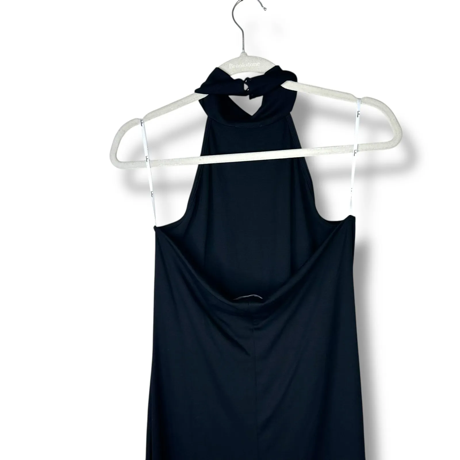 Lulus NWOT Simply Enchanted Black Butter Soft Halter Bodycon Midi Dress Large - Image 9