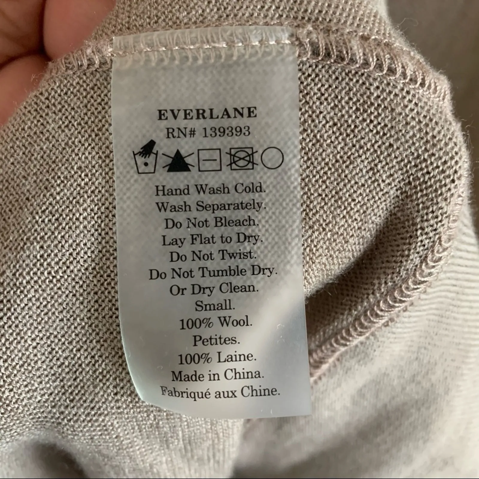 Everlane V Neck Tan 100% Wool Sweater Top Neutral Elevated Basic Small - Image 9