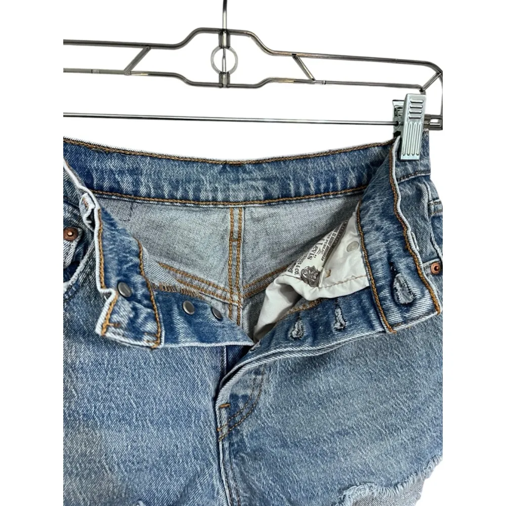 Levi Strauss 501 Button Fly Denim Cutoff Jean Shorts Size 25 Blue Casual Cotton - Image 4