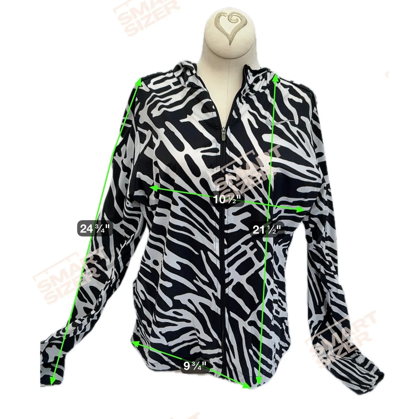 Nike Women's Zebra Print Hooded Windbreaker Jacket Black White‎ Sz M Lightweight - Image 5
