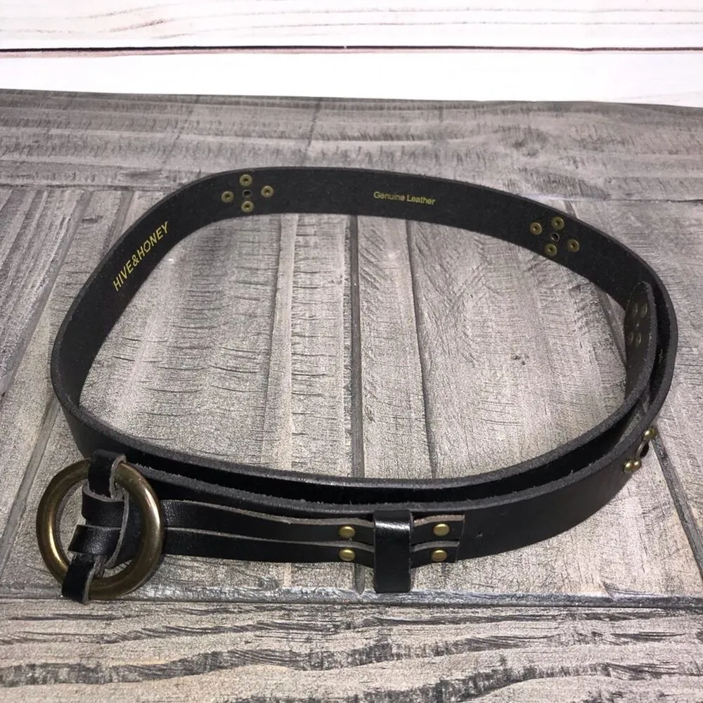 Hive & Honey Black Studded Leather Belt XS - Image 2