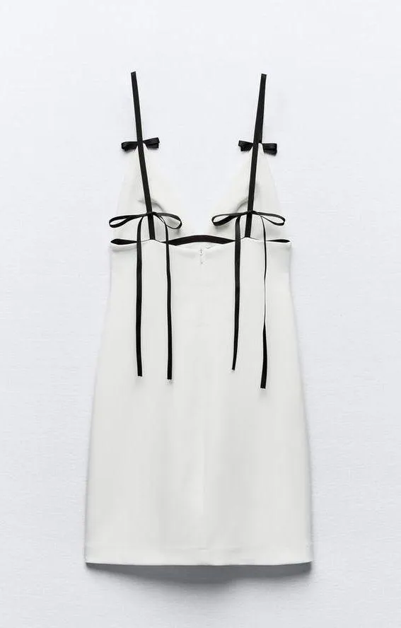 dress mini fitted bodycon white bow wedding party contain evening - Image 15