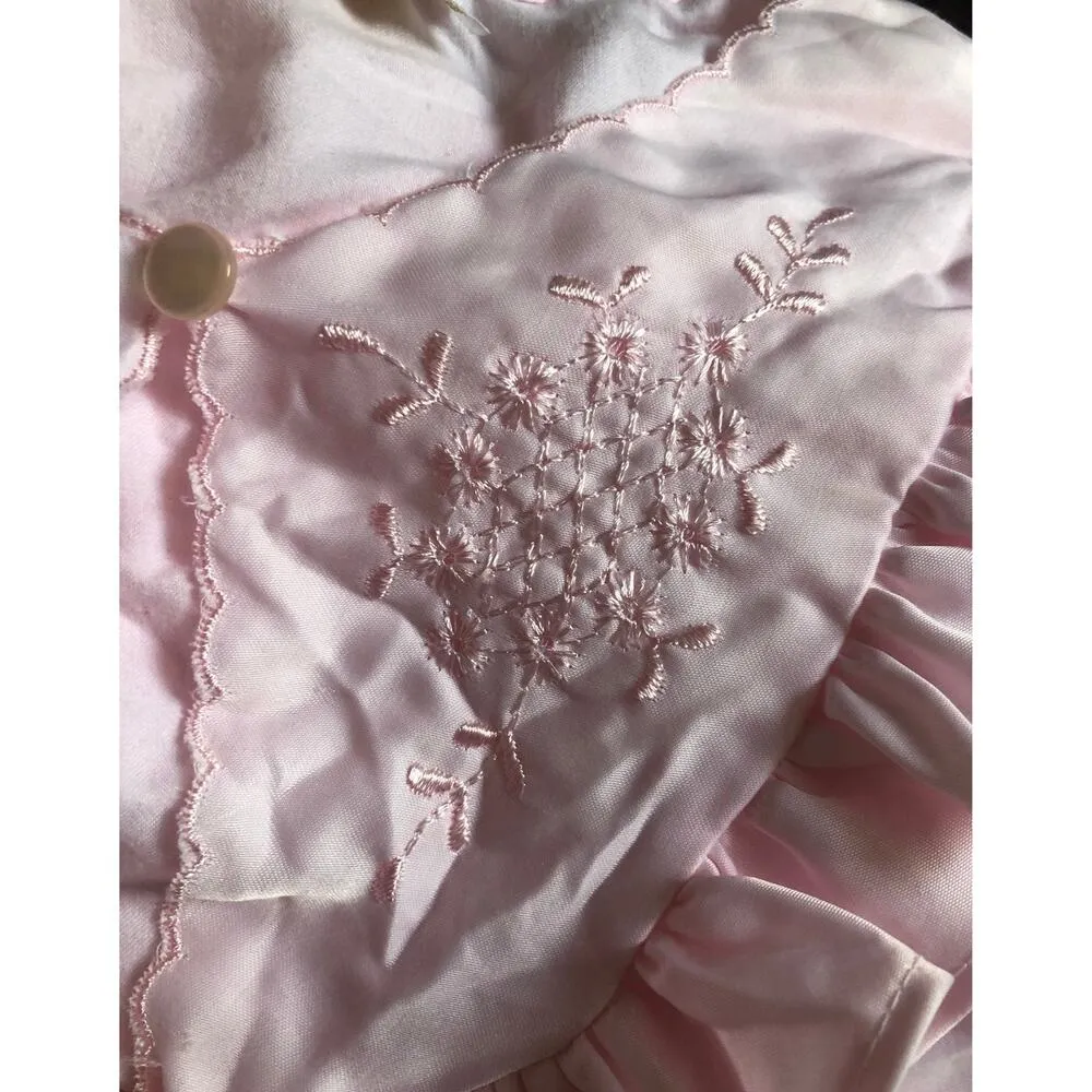 American Vintage ELISSIA nightgown with ruffles & embroidery in pink size small - Image 11