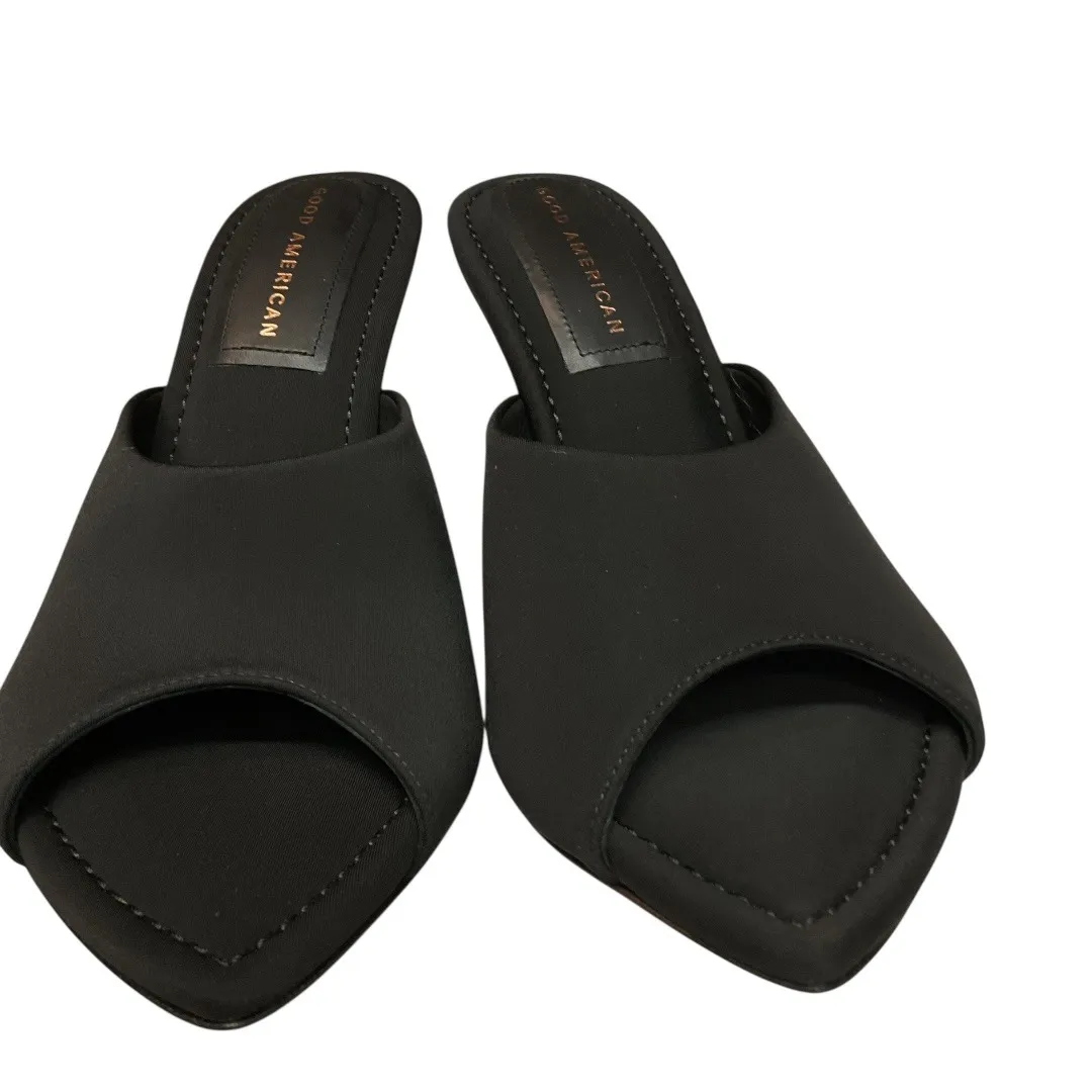 Good American Kardashian Clear Wedge Pointed Sandals Black Neoprene Size 8.5 NWT - Image 5