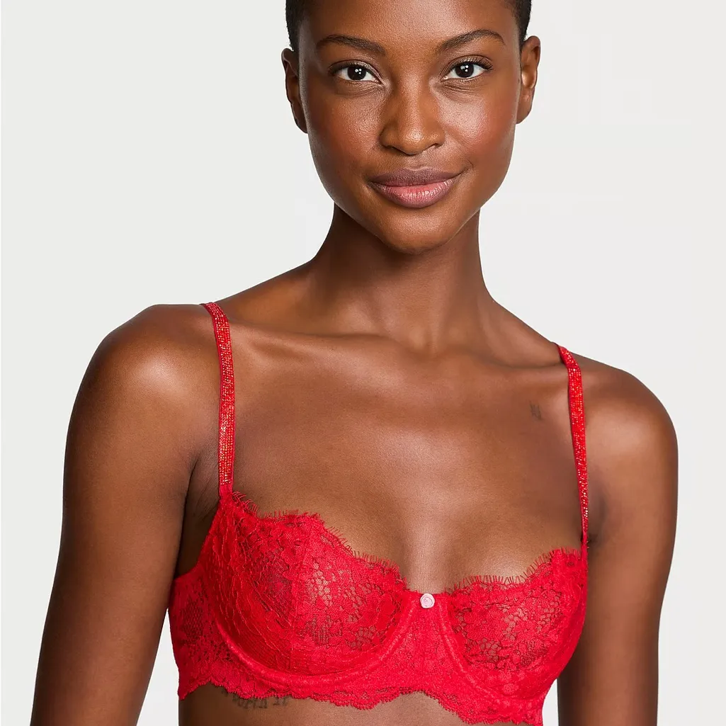 DREAM‎ ANGELS
Wicked Twinkle Strap Unlined Lace Balconette Bra - Image 5