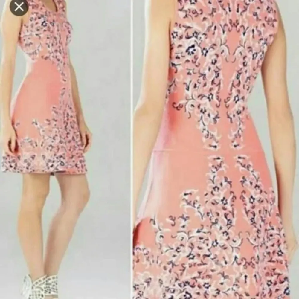 BCBGMaxazria Pink Floral Sleeveless Knit Bodycon Mini Dress Size M Pre-Owned - Image 12
