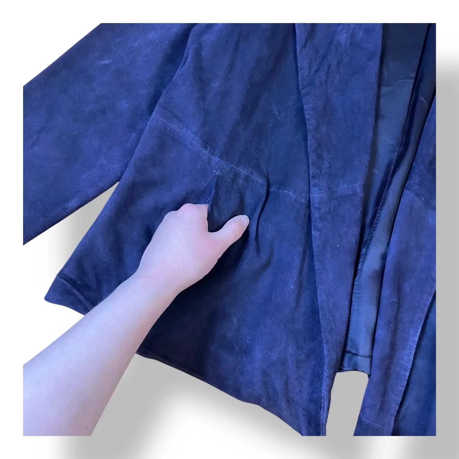 Eileen Fisher‎ Purple Italian Goat Suede Open Front Blazer Jacket Size M - Image 6