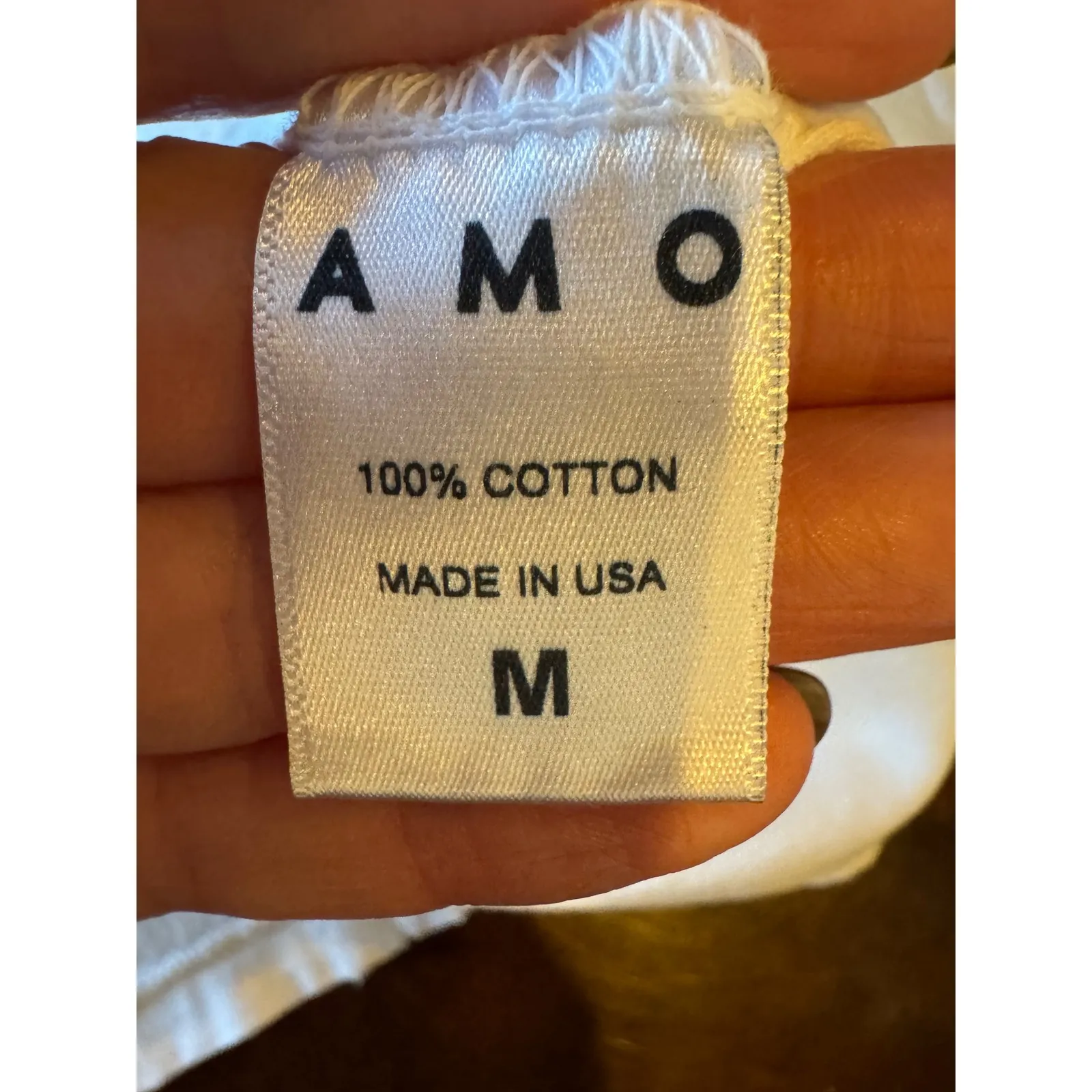 AMO Shirt Women Medium White Cotton Long Sleeve Distressed Tee Athleisure Preppy - Image 10