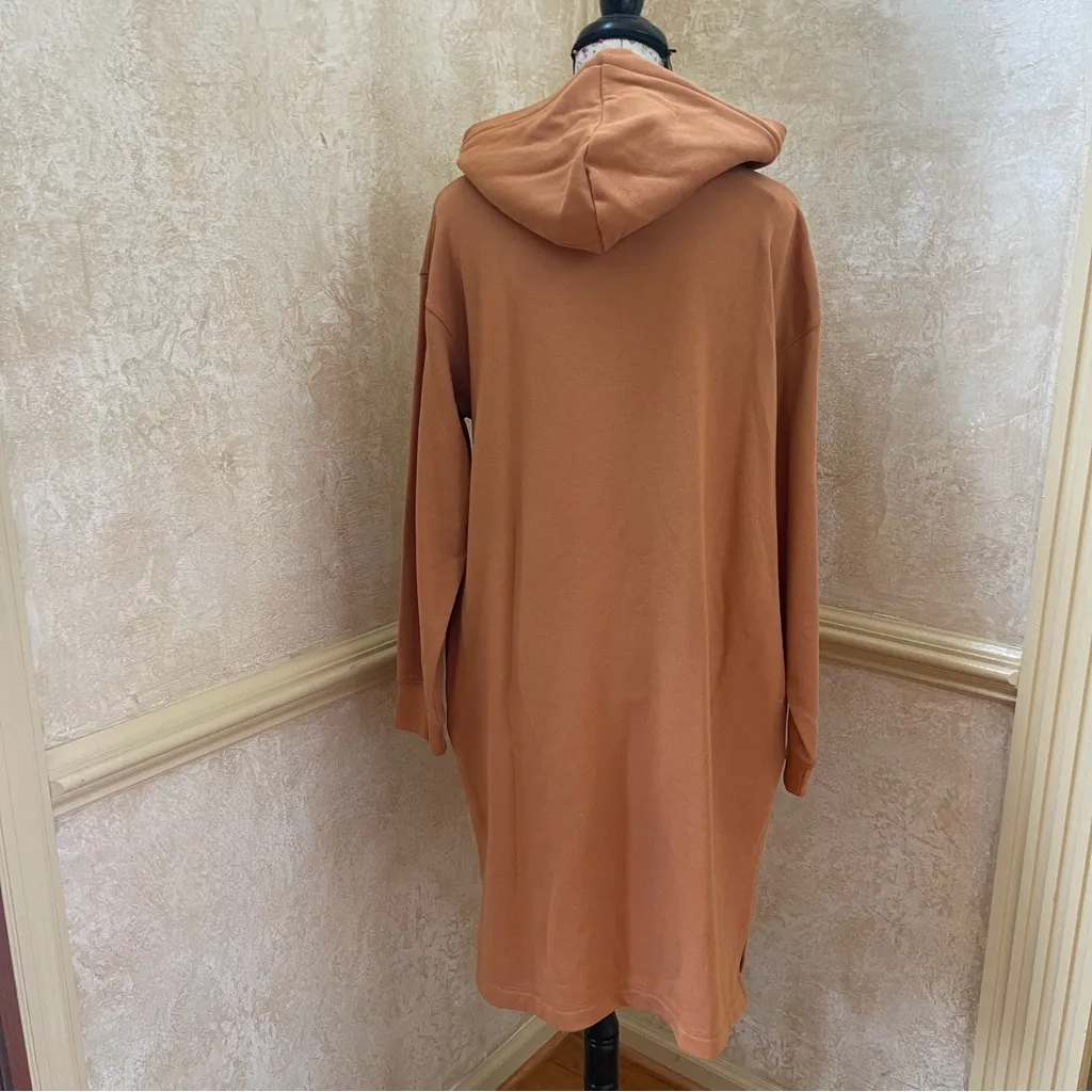 Uniqlo Sweat Hoodie Long-Sleeve Dress Orange 85% Cotton Sz Large - Image 7