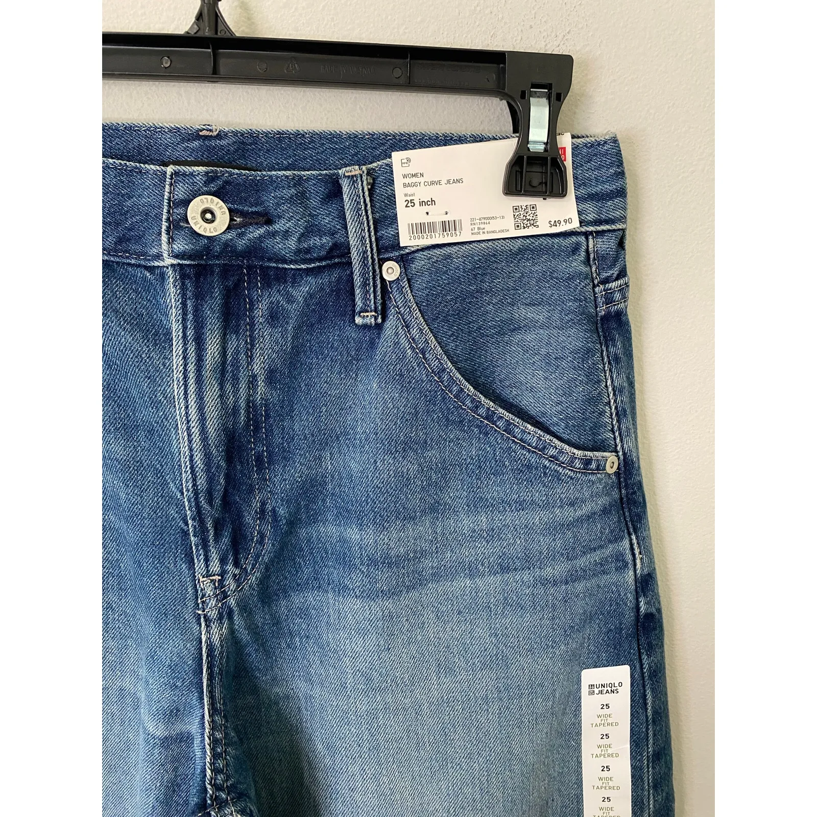 New Uniqlo Women's Baggy Curve Denim Jeans, Size 25 - Image 3