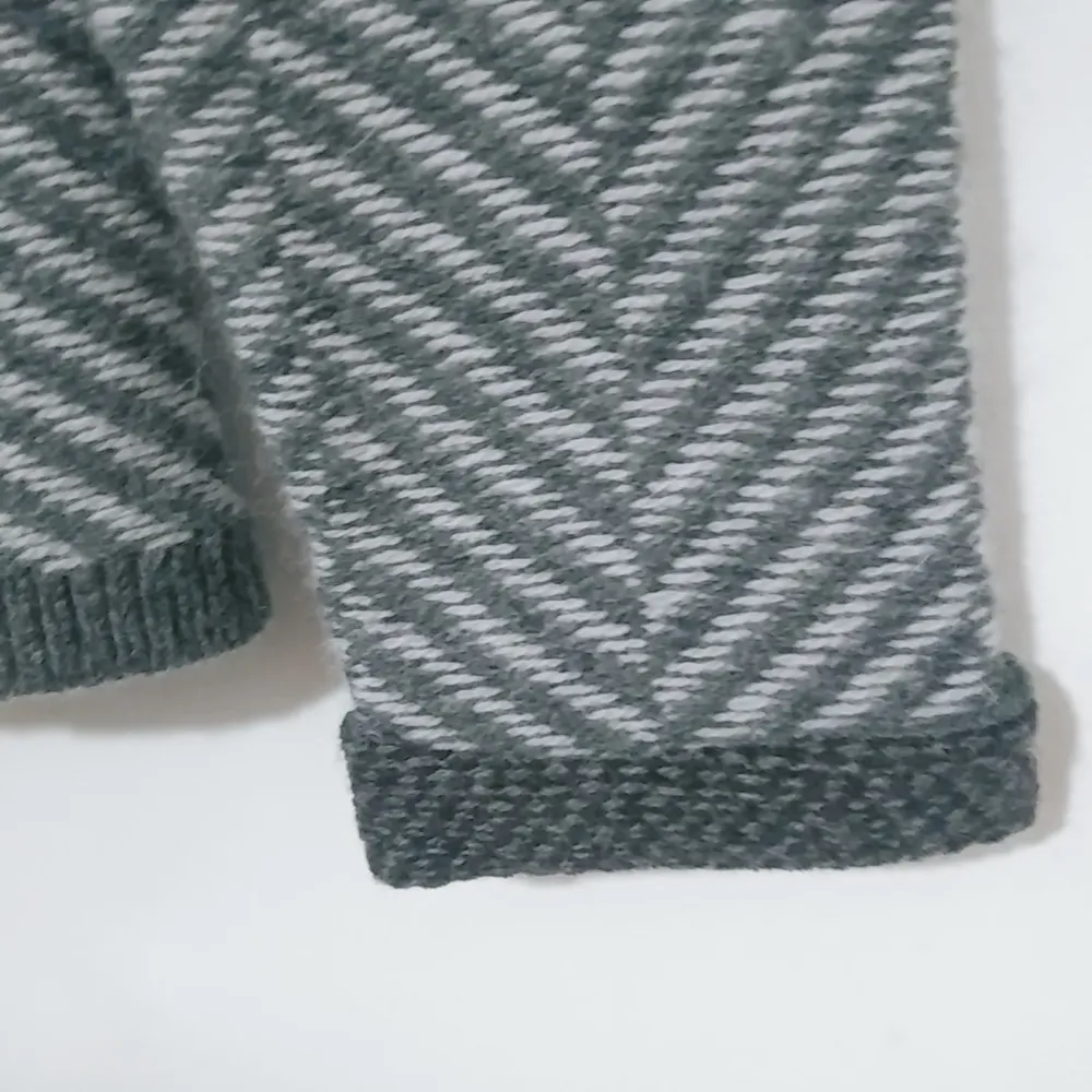 Talbots MP Gray Lambswool Fair Isle Cardigan Herringbone Pattern Sweater Petite - Image 5