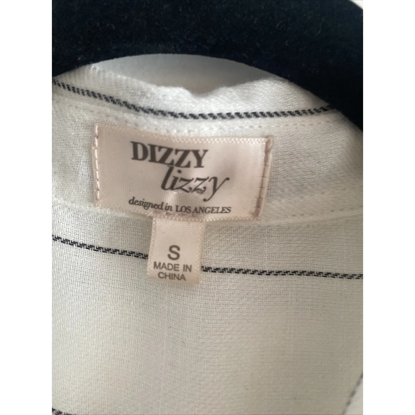 Dizzy Lizzy Women's Small White Pin Stripe Tie Waist Top‎ Career Corp Siren - Image 4