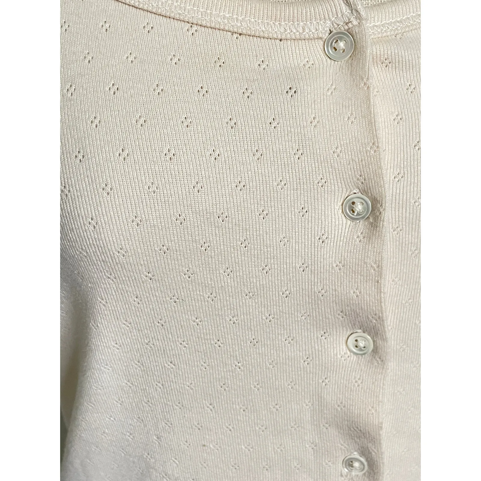 Vintage Lauren Ralph Lauren Cream Pointelle Button Front Cami Top - Image 4