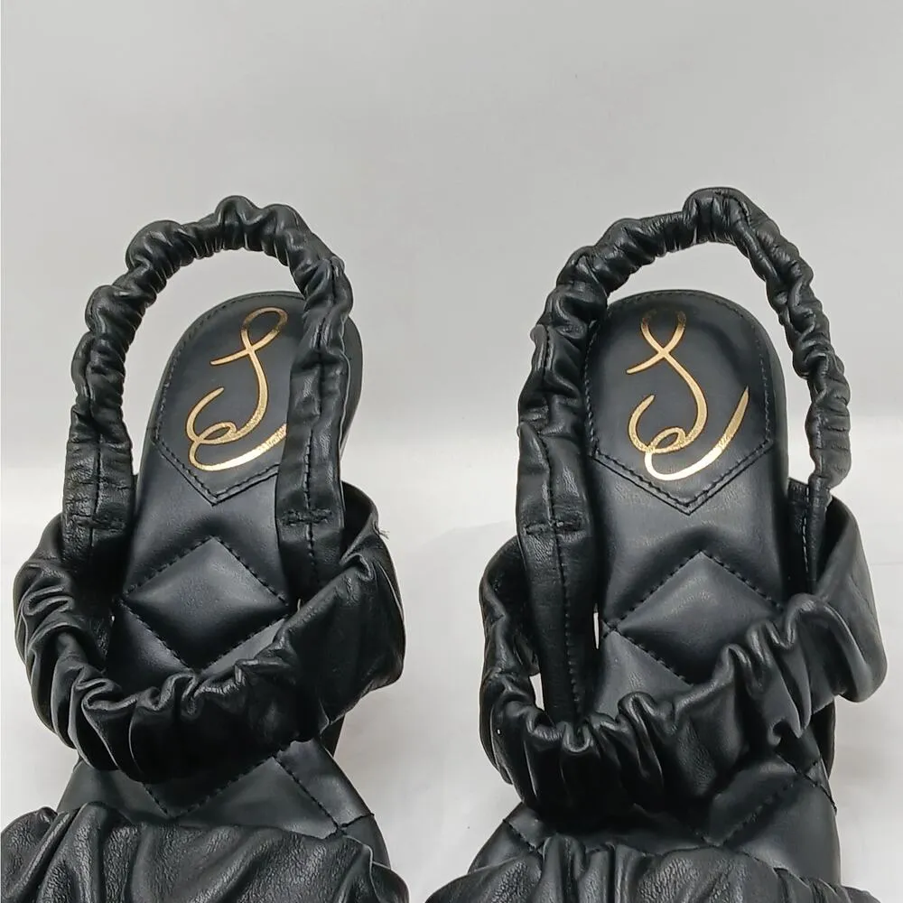 Sam Edelman Marlena Womens Heels Shoes 6M Black Leather Sling Back Sandals - Image 4