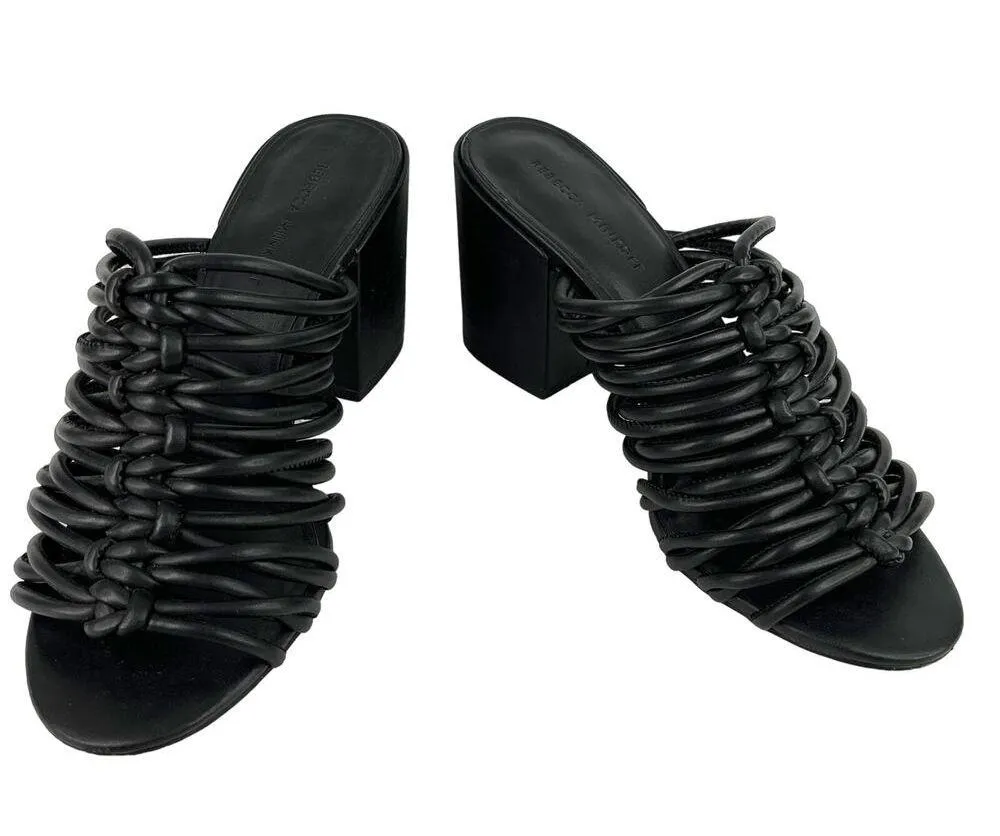 Rebecca Minkoff Calanthe Black Sandal 8.5M Strappy Slip On 3" Heel - Image 3