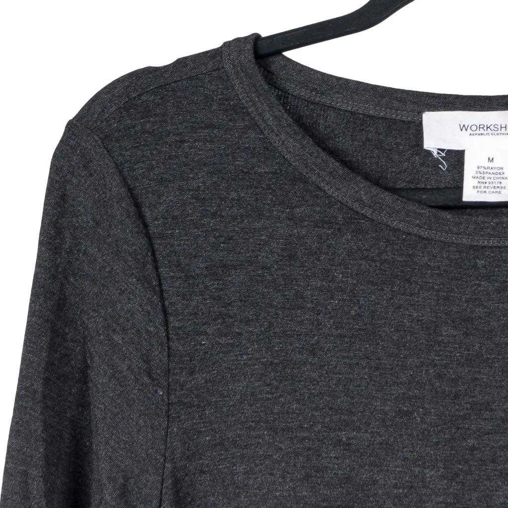 Workshop Republic Clothing Swing Dress M Womens Gray Long Sleeve Rayon Stretch - Image 2