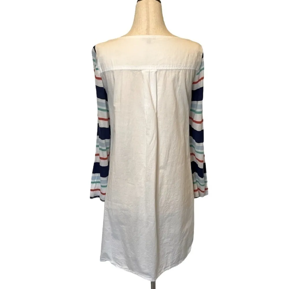 Splendid White Multicolor Striped Multi Fabric Long Sleeve Roll Tab Top‎ Size S - Image 5