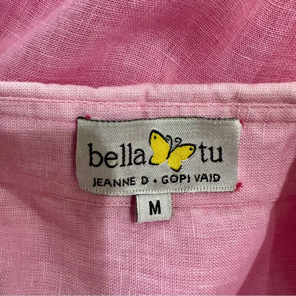 Bella Tu Pink Ombre Linen Button Down Shirt Large Romantic Boho Indie Coastal Size M - Image 8